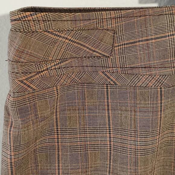 Lane Bryant Academia Pink Brown Plaid‎ wide leg capri Gaucho pants plus Size 26 - Picture 3 of 9